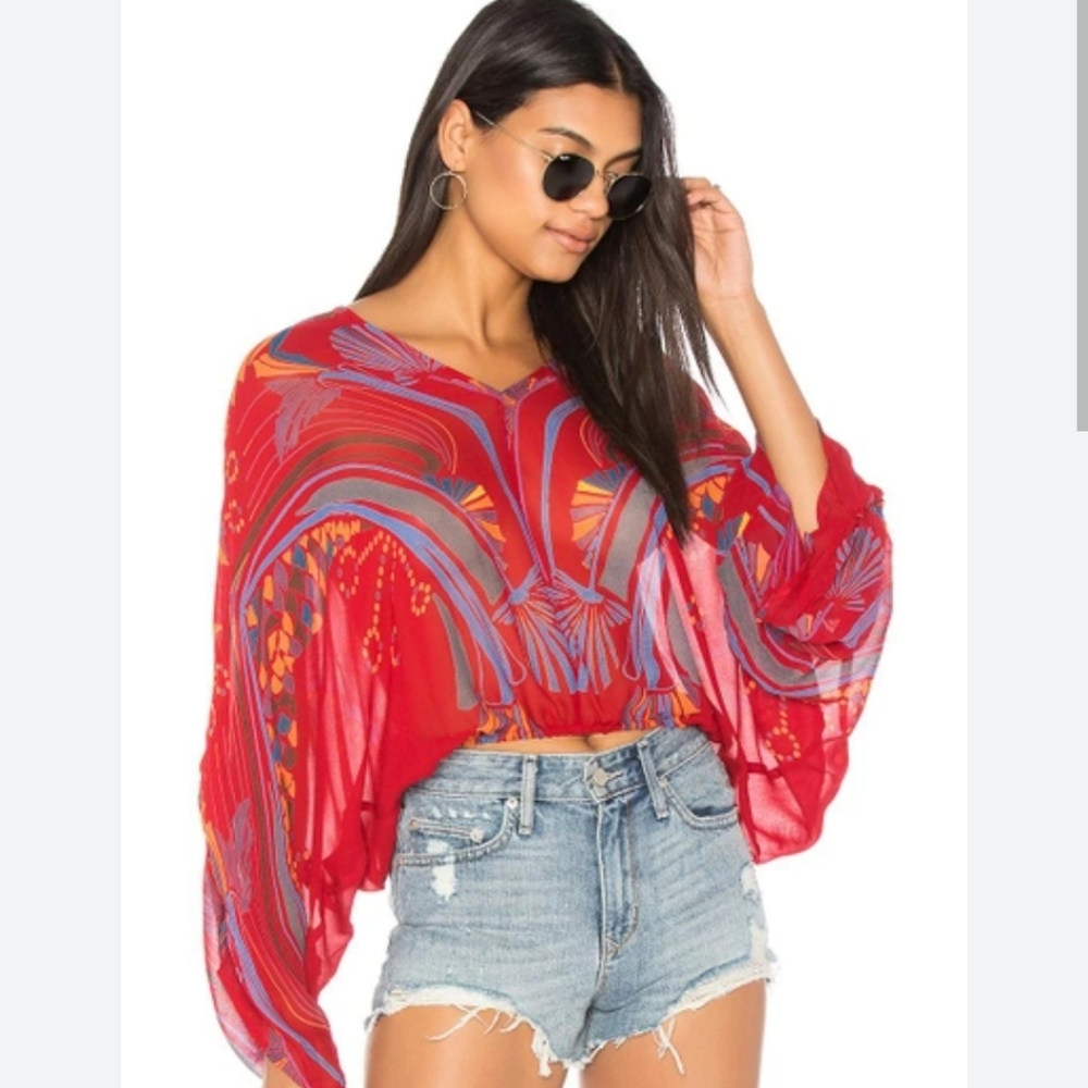 Free People Beneath the Sea Butterfly Crop Top - Picture 2 of 6